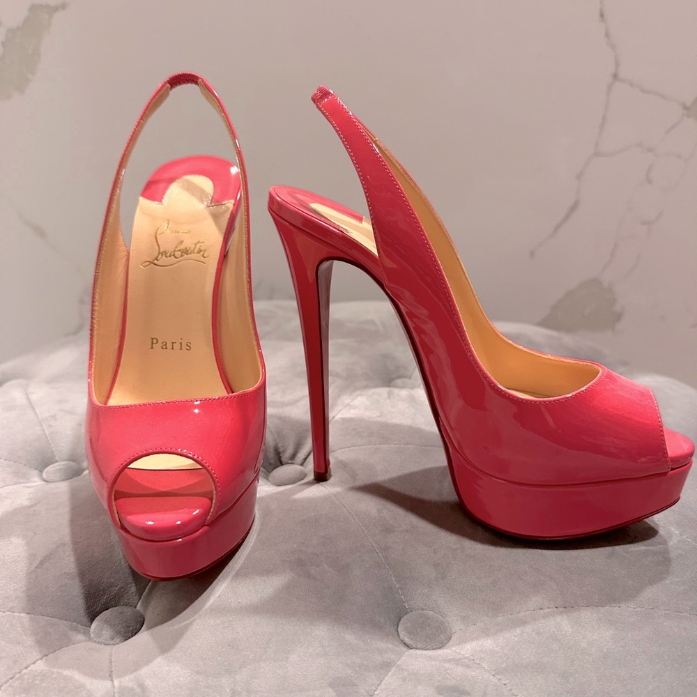 Christian Louboutin Lady Peep sling 37.5 bubblegum pink